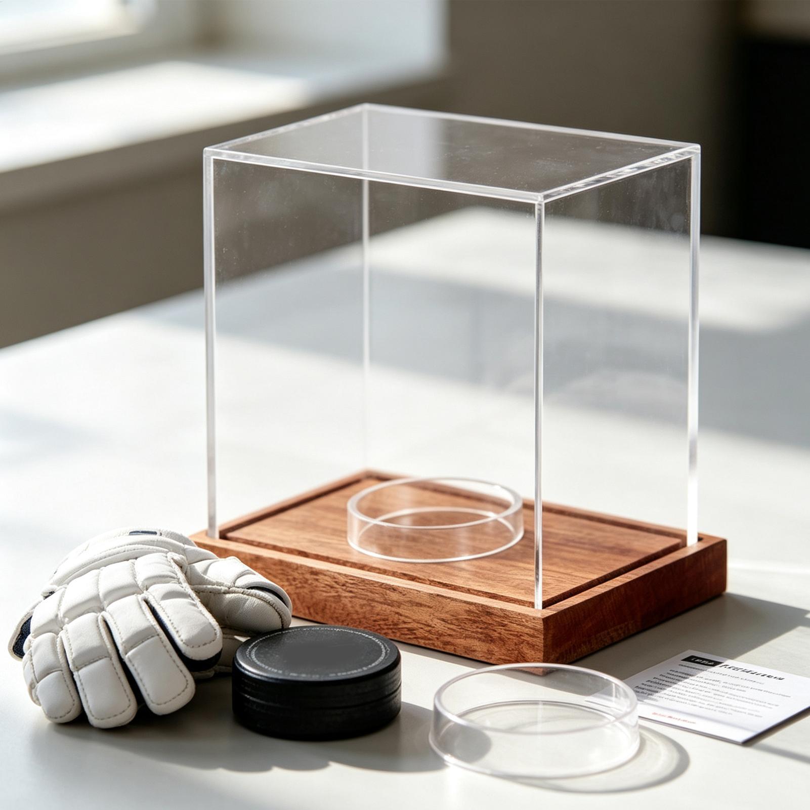 Display Case Acrylic - Hockey Puck Display Case Clear Collectibles