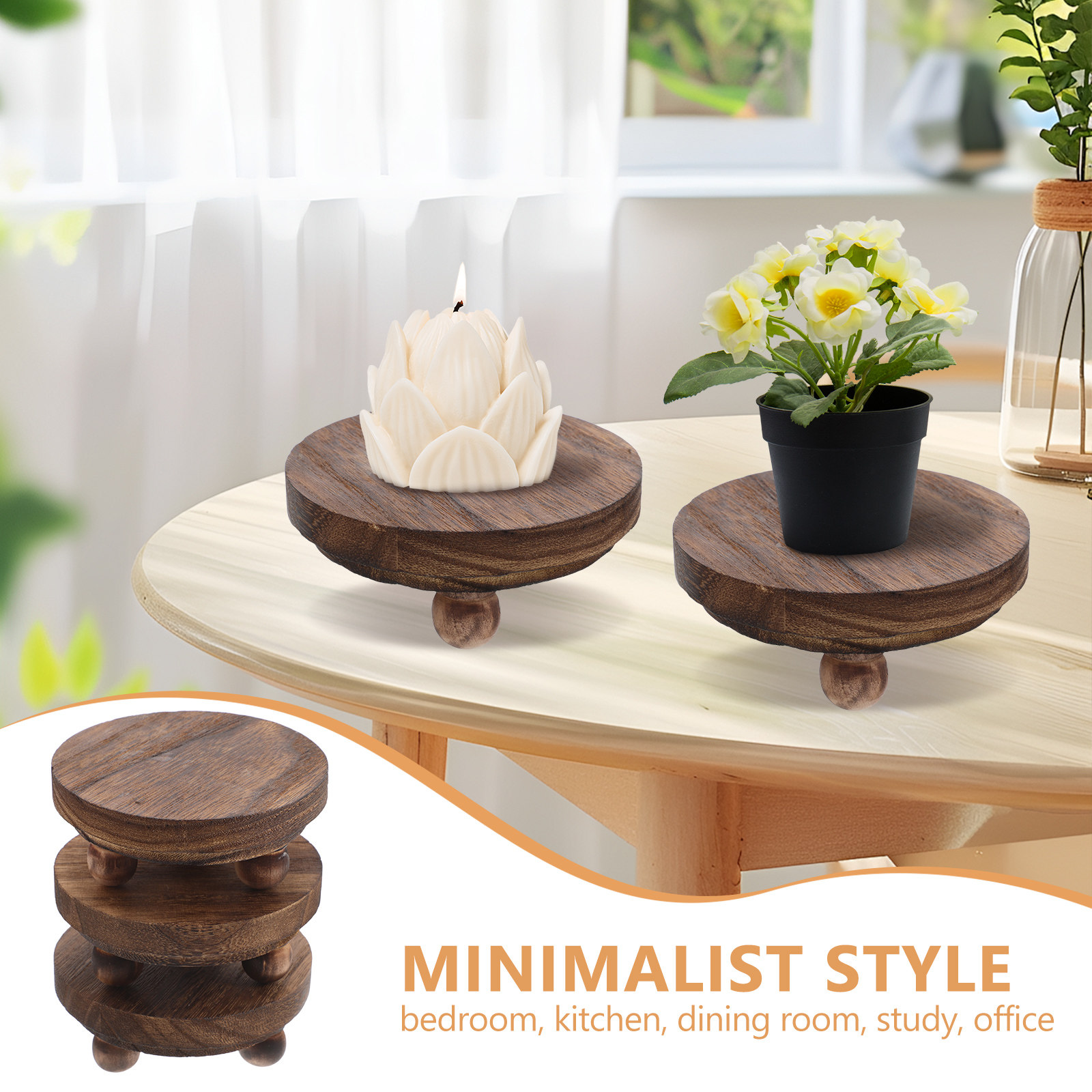 3Pcs Small Wood Display Stand  - Display Risers Set ulasan dan harga